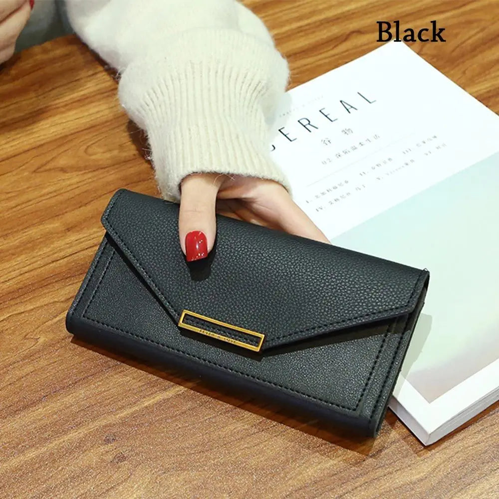 Carteira de couro PU para mulheres, bolsa longa, bolsa de dinheiro, embreagem, bolso do telefone, senhora, moda