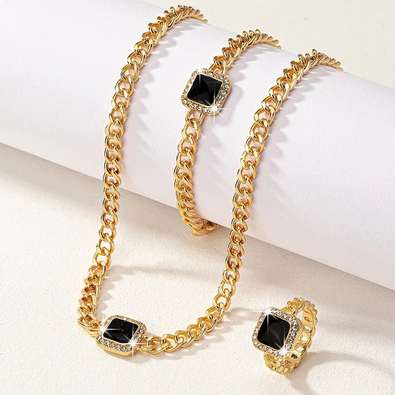 Conjunto Elegante de Joias Geométricas Linda Top
