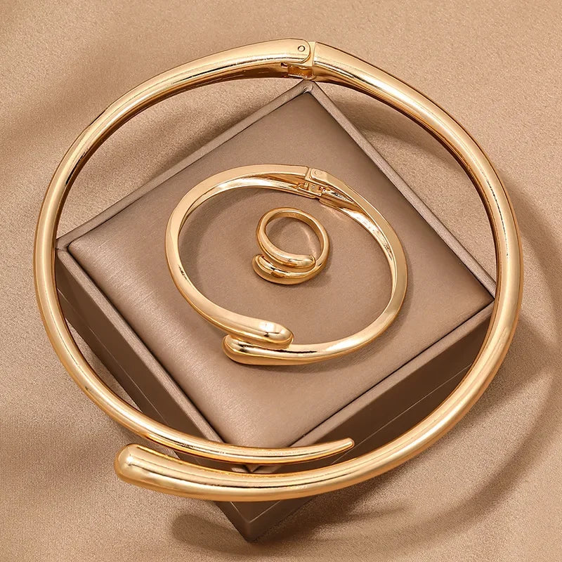 Conjunto Elegante de Joias Geométricas Linda Top