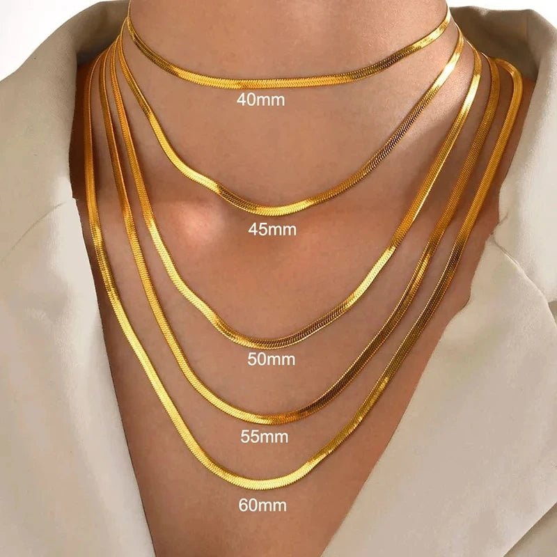 Colar Cobra de Aço Inoxidável Dourado Linda Top