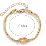 Pulseiras de nó de amor para mulheres 14K banhadas a ouro delicada corrente de cobra pulseira infinita ajustável joias de aço inoxidável presentes