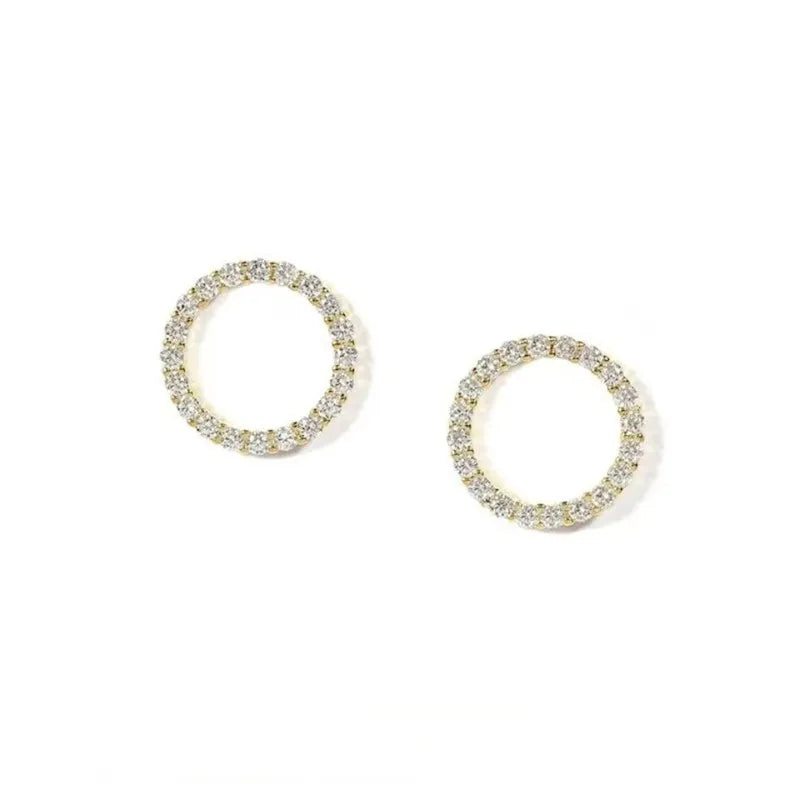 Delicado pequeno círculo brincos para mulheres cor de ouro cristal minimalista coreano festa verão moda jóias acessórios