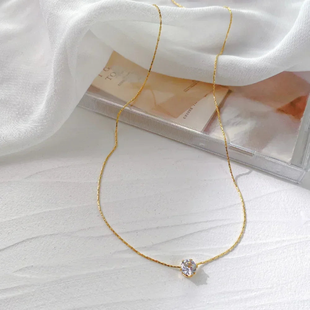 Mariasz minimalista cor de ouro aço inoxidável coração delicado clássico zircão charme anti manchar corrente colar para jóias femininas