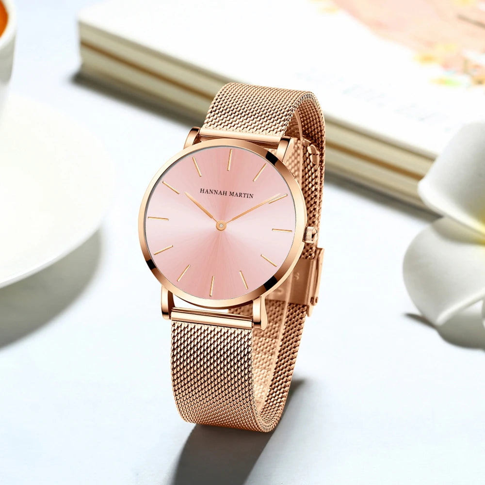 Relógio Minimalista Feminino Ouro Rosa 36mm
