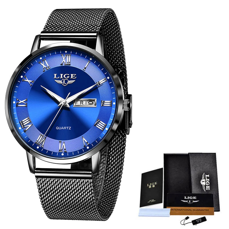 LIGE-Relógio Pulseira de Aço Criativo Feminino, Senhoras Relógios de Luxo, Relógio Impermeável Feminino, Novo, 2022
