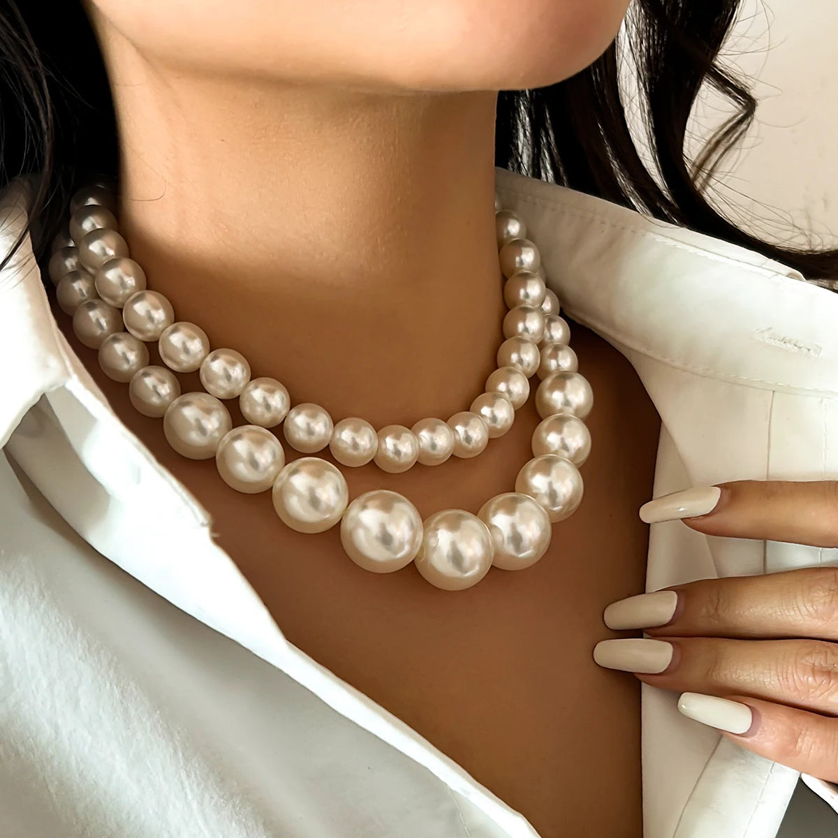 Gargantilha Elegante com Pérolas Imitadas Linda Top