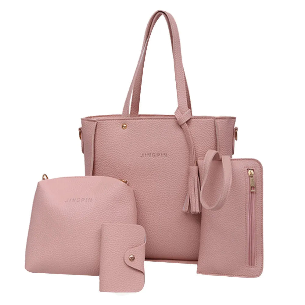 Conjunto de bolsa de quatro peças para mulheres, bolsas de ombro, sacola, bolsas crossbody wallet