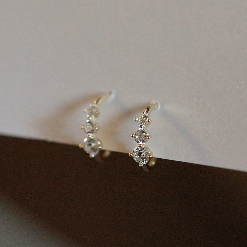 S925 prata esterlina banhado 18k ouro branco cristal brincos zircão diamante clipes de orelha para mulheres jóias de casamento nupcial