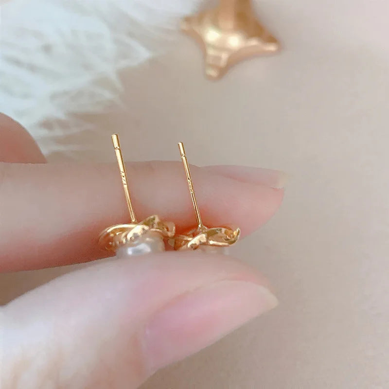 Brincos de ouro 14k de luxo, brincos de ouro real, zircônia, pérola, torção, brincos de luxo para mulheres, pendientes, bijuterias