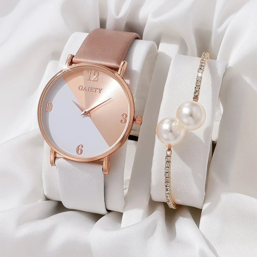 Conjunto de relógio feminino luxo moda colorido pulseira couro do plutônio senhoras quartzo relógio pulso liga para senhoras presente