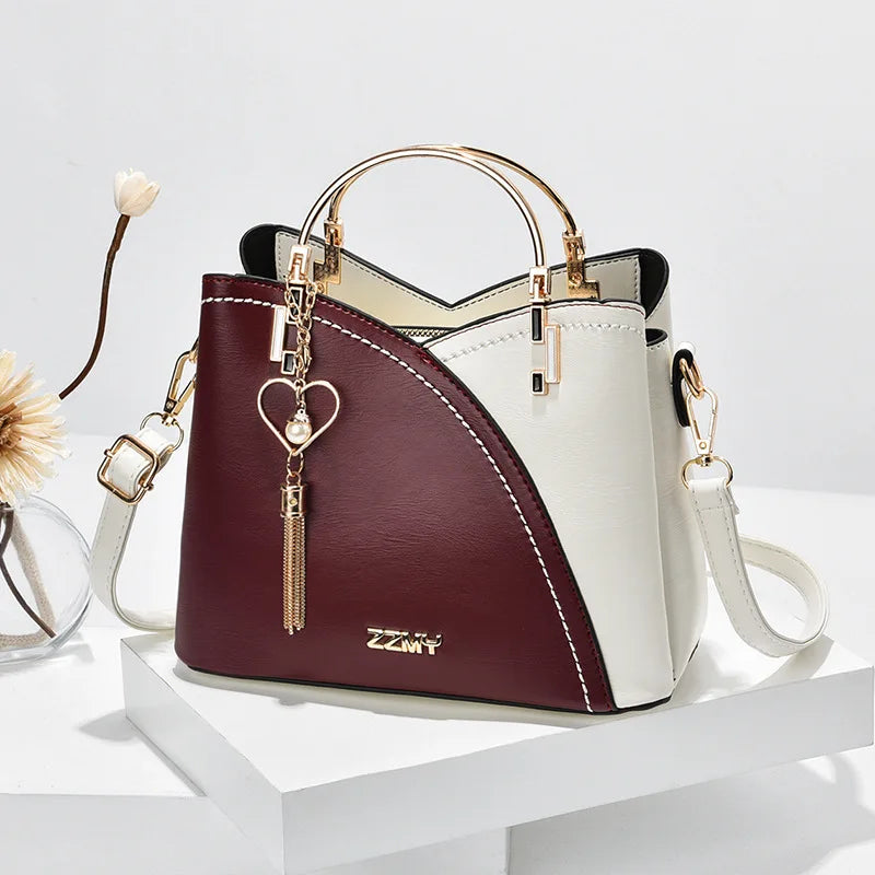 Bolsa Linda Top de Couro PU com Design Exclusivo