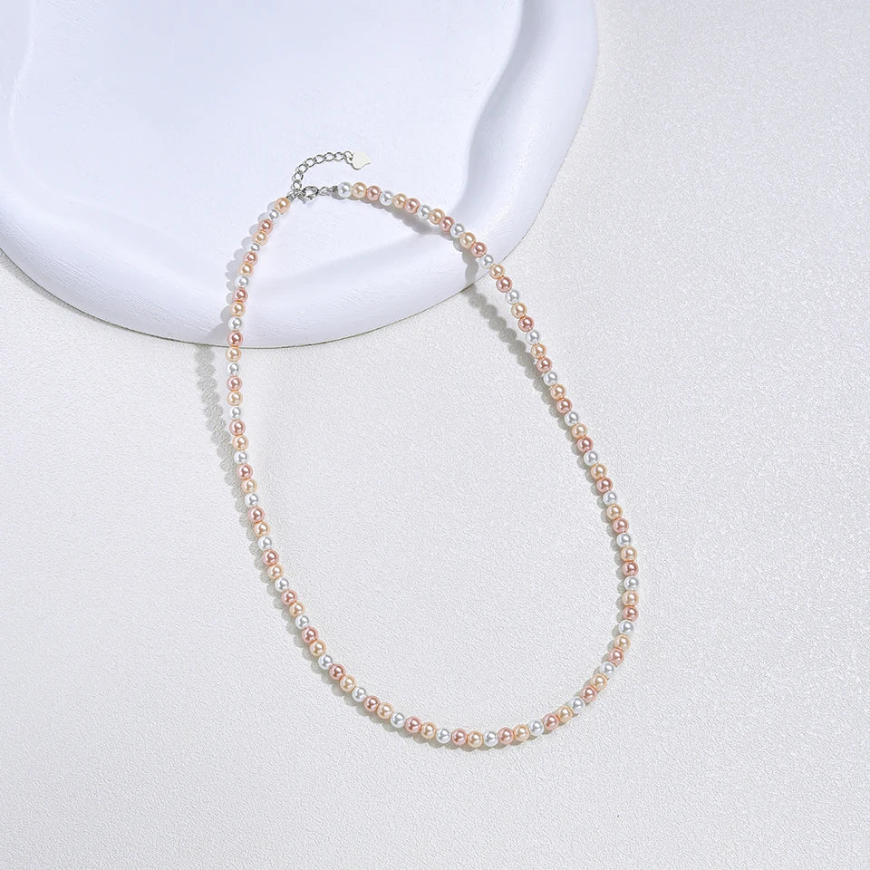 925 prata esterlina 6mm colar de pérolas para mulheres jóias no pescoço pérola grânulo gargantilha itens baratos com presente de festa