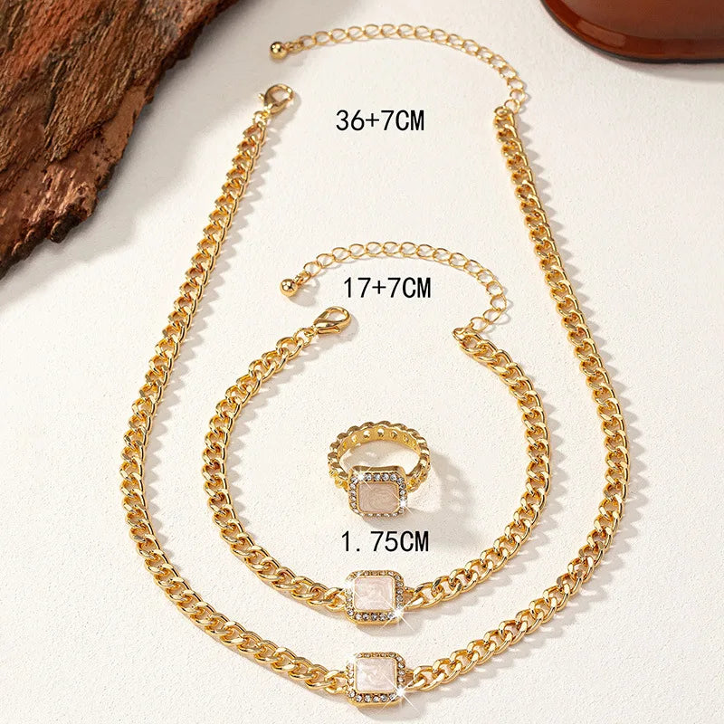 Conjunto Elegante de Joias Geométricas Linda Top