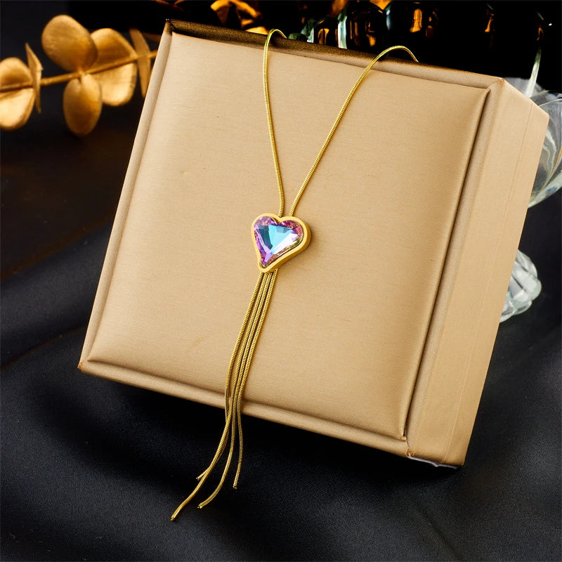 Xiyanike 316l aço inoxidável cor de ouro amor coração colares para mulheres gargantilhas 2021 tendência moda festival festa presente jóias