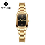 WWOOR-Relógio de pulso feminino impermeável em aço inoxidável, relógio de quartzo feminino, pulseira simples, moda luxo