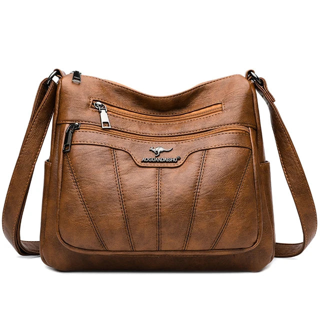 Bolsa de couro macia para mulheres, bolsas de marca feminina de luxo, grande capacidade, bolsas crossbody, designer, senhoras, 2023