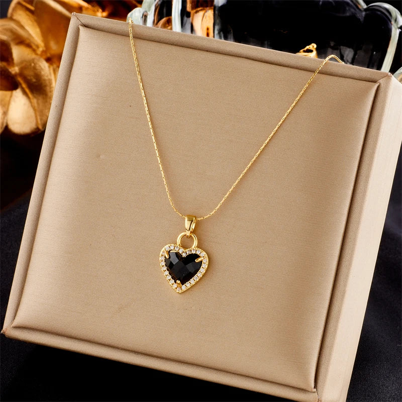 Xiyanike 316l aço inoxidável cor de ouro amor coração colares para mulheres gargantilhas 2021 tendência moda festival festa presente jóias
