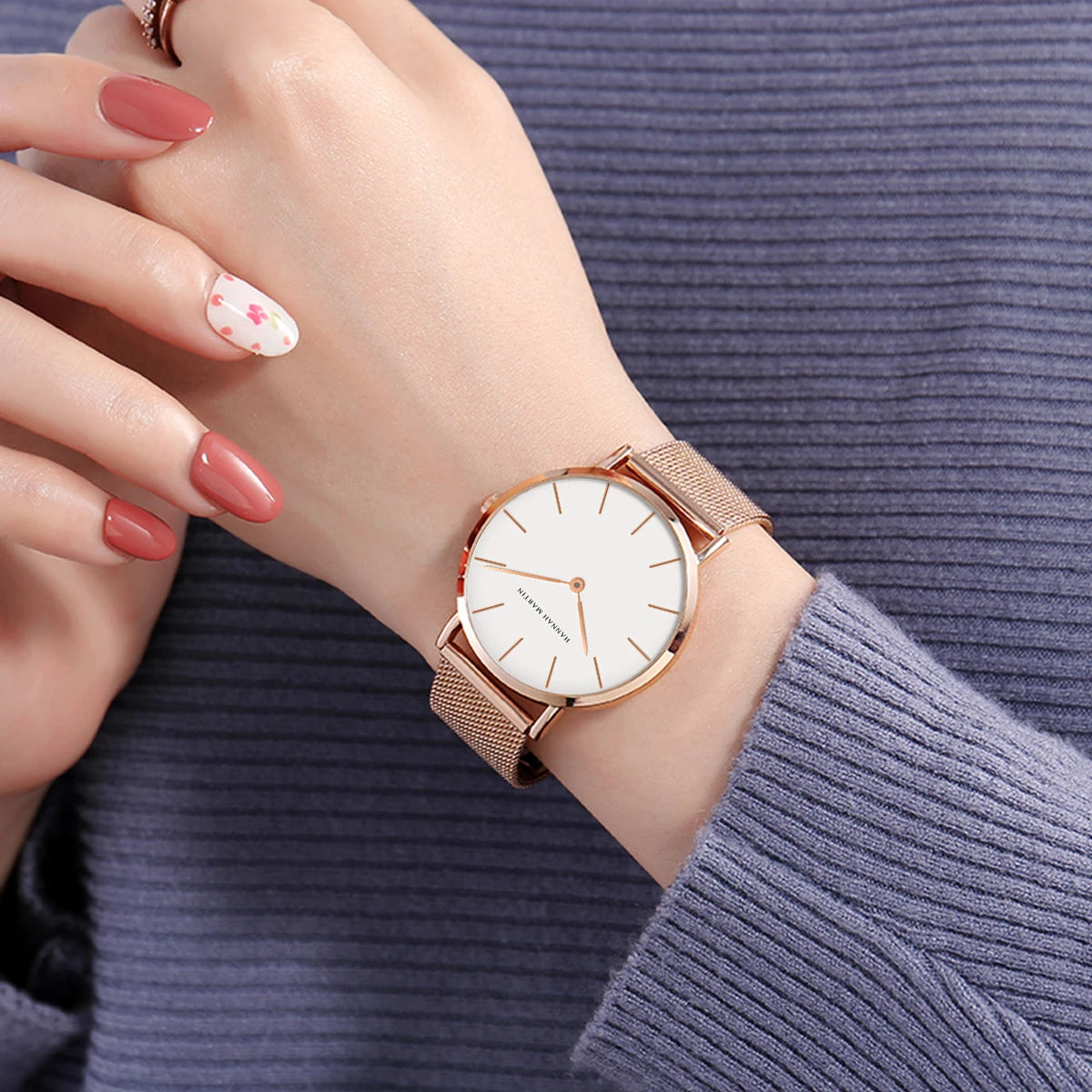 Relógio Minimalista Feminino Ouro Rosa 36mm