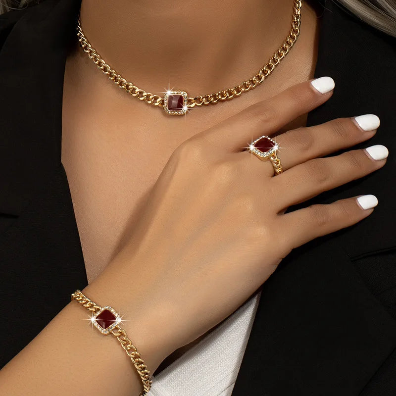 Conjunto Elegante de Joias Geométricas Linda Top