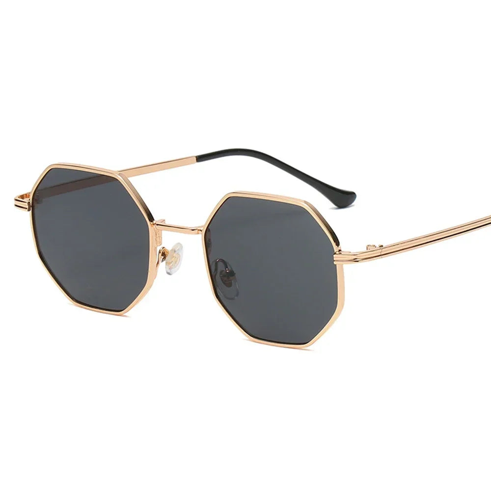 MUSELIFE-Polygon Sunglasses para homens e mulheres, vintage, Octagon Metal, marca de luxo, óculos de sol, senhoras