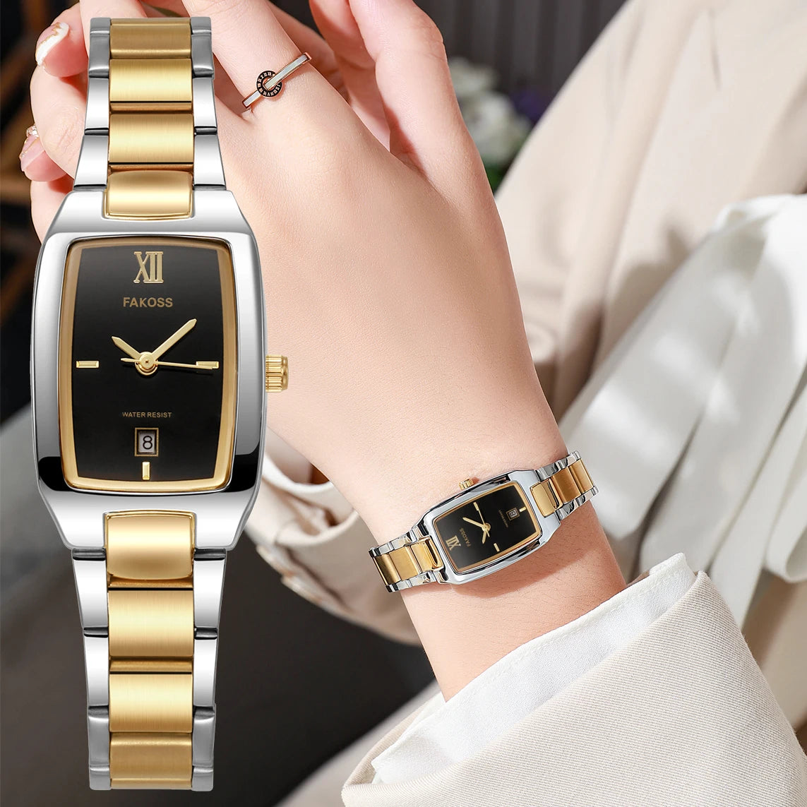 Relógio Feminino Luxo Impermeável em Aço Inoxidável