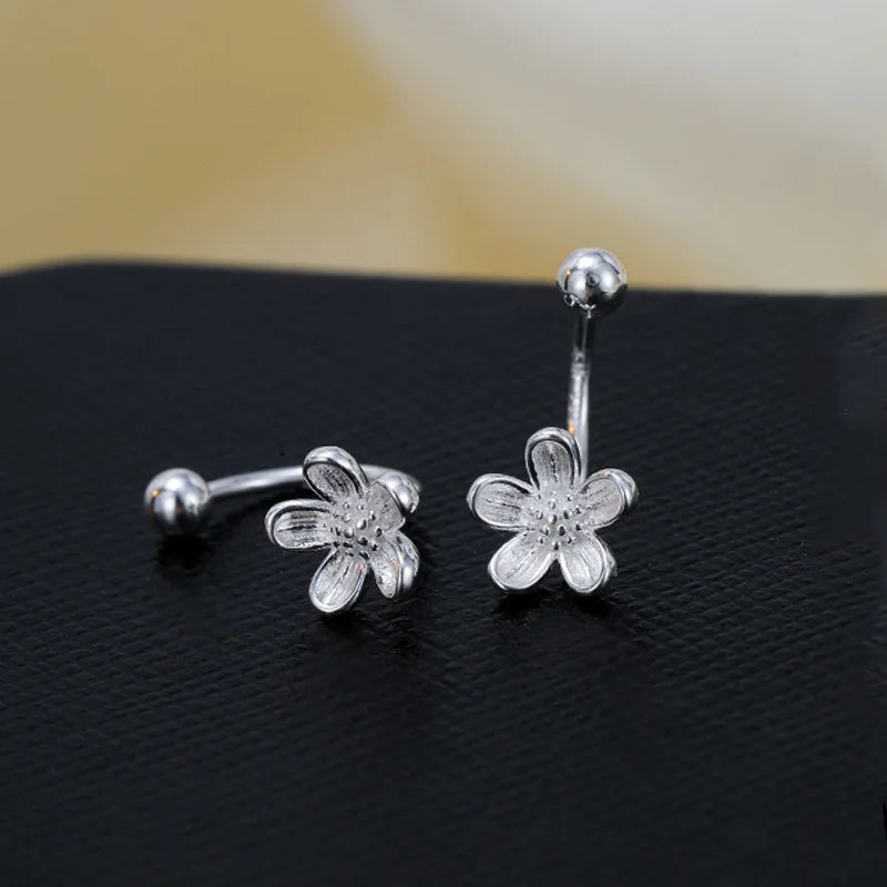 Brincos Florais de Prata Esterlina 925 Luxo Minimalista