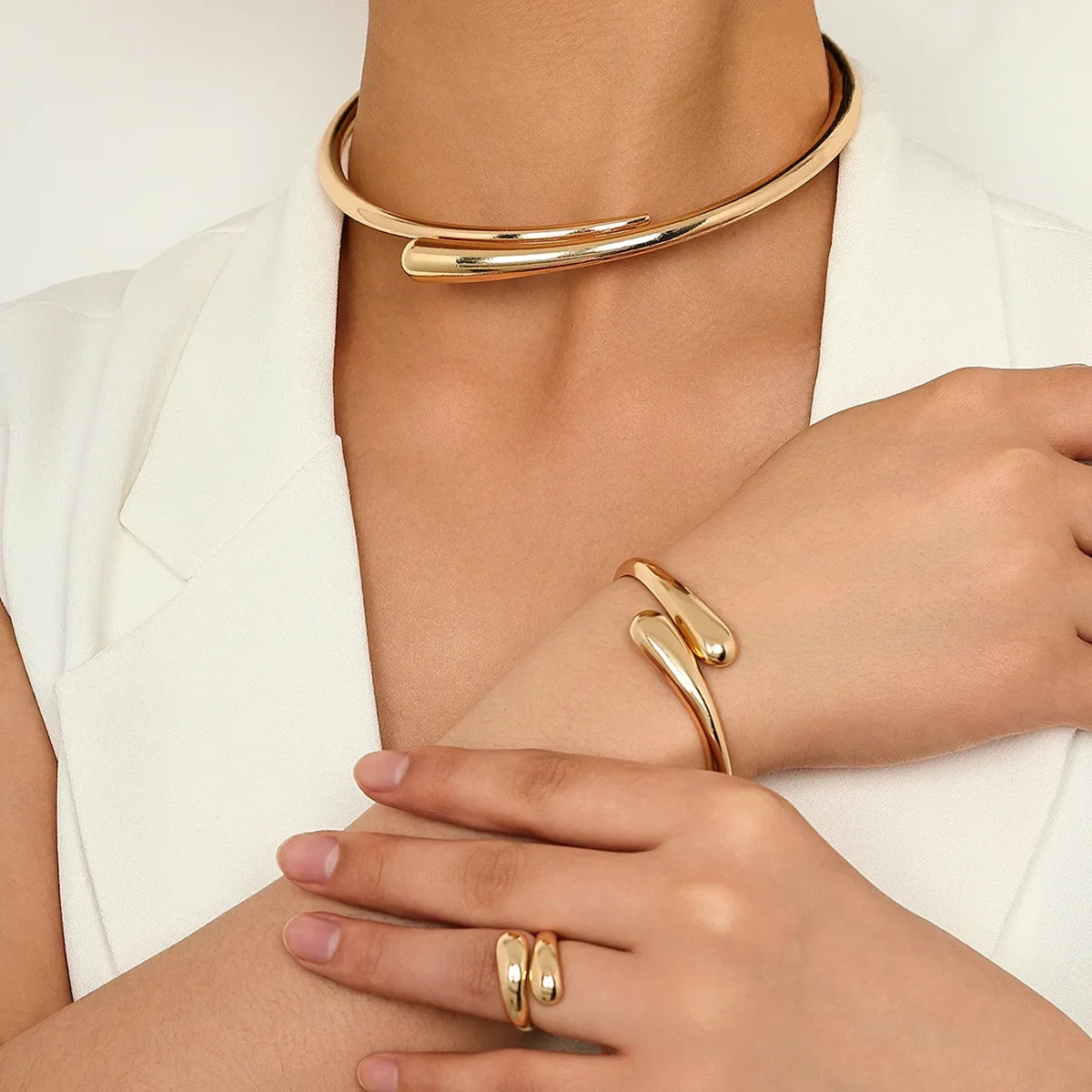 Conjunto Elegante de Joias Geométricas Linda Top