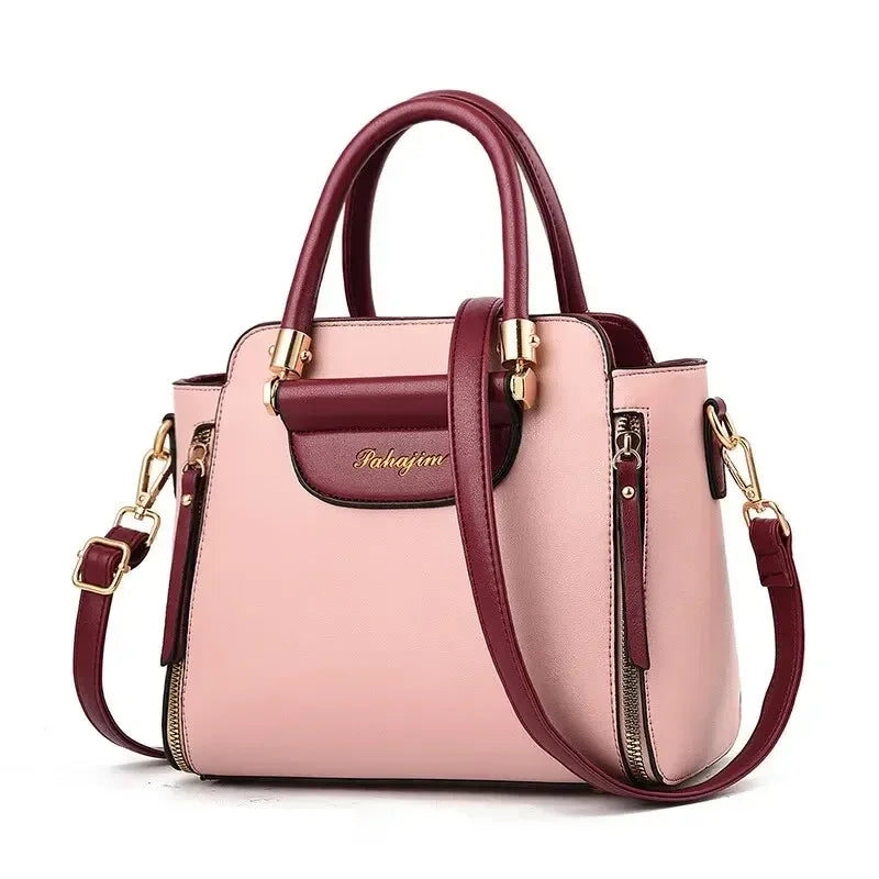 Bolsa de costura listrada feminina, contraste de cor, bolsa tiracolo, bolsa elegante, escritório e trabalho, moda