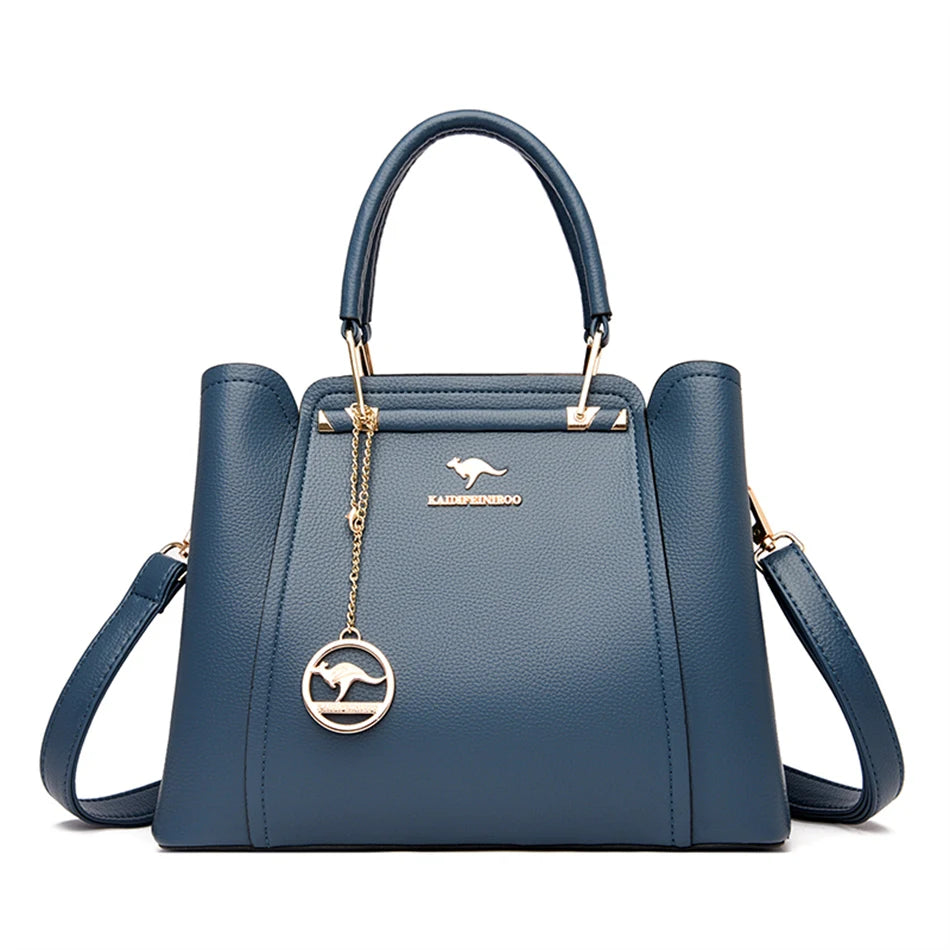 Bolsas de couro macio para mulheres, ombro Crossbody Sac, grande capacidade, compras Messenger Tote, senhoras, marca de luxo, designer, 3 camadas