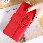 Carteira de couro com zíper para mulheres, porta-moedas, porta-cartão, embreagem, telefone, cartão de crédito, luxo, grande capacidade, senhoras