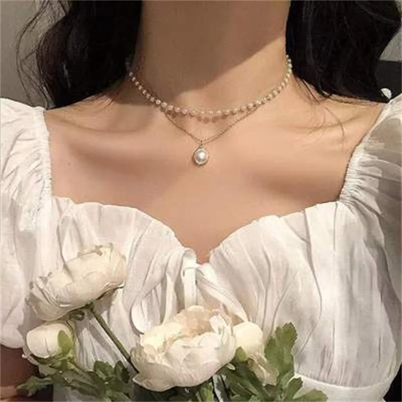 Colar Multicamadas de Pérolas Elegante Linda Top
