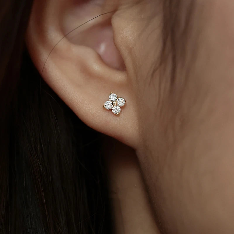 925 prata esterlina banhado a ouro 18k incrustação zircão flor brincos para mulheres requintado festa de casamento jóias acessórios