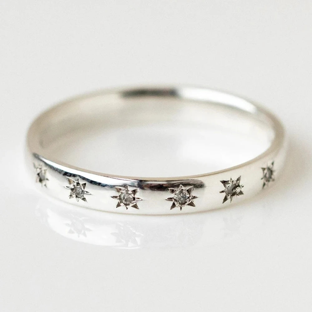 Huitan estilo coreano simples anéis de metal para mulheres incrustadas brilhantes cz pedra diariamente wearable acessórios versátil meninas dedo jóias
