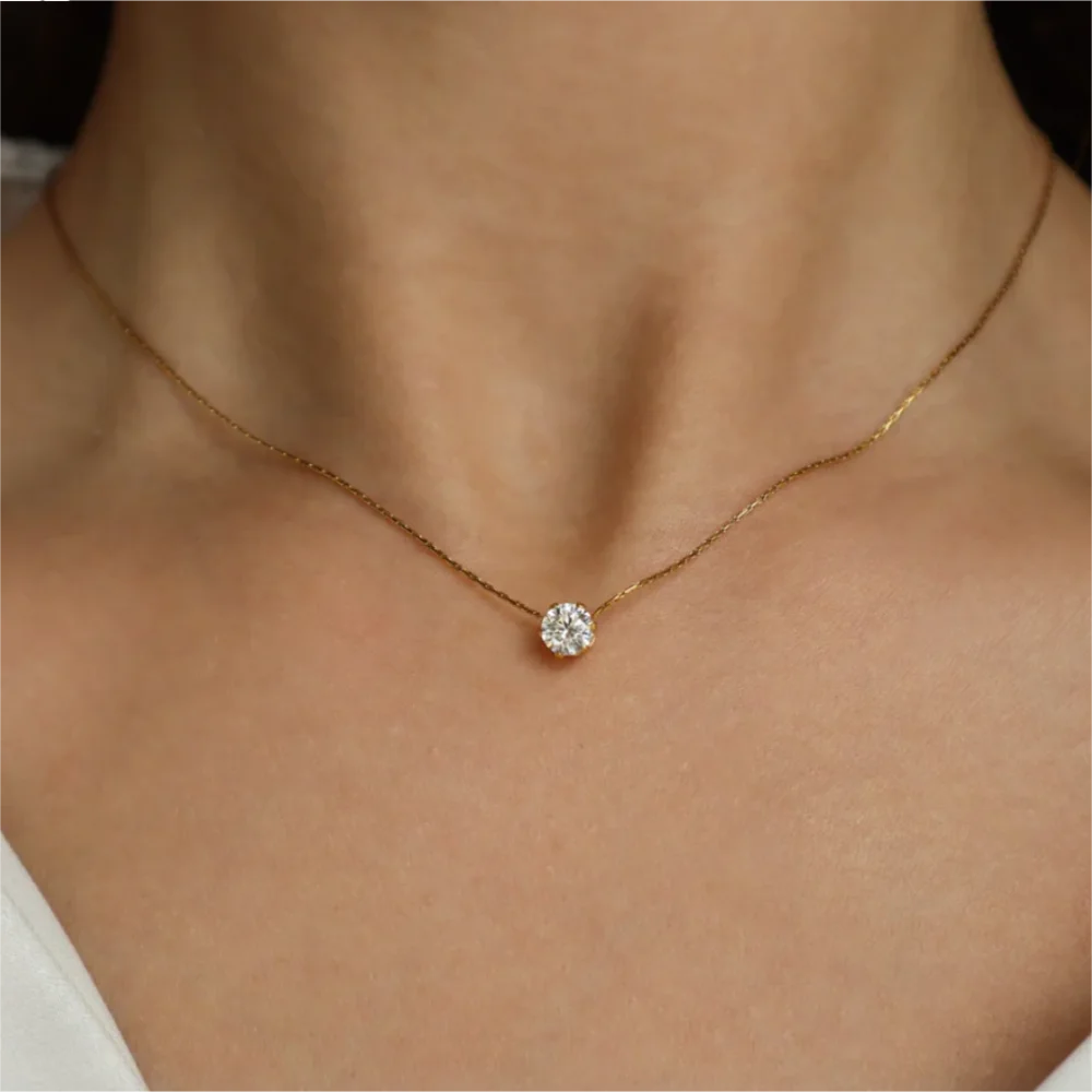 Mariasz minimalista cor de ouro aço inoxidável coração delicado clássico zircão charme anti manchar corrente colar para jóias femininas