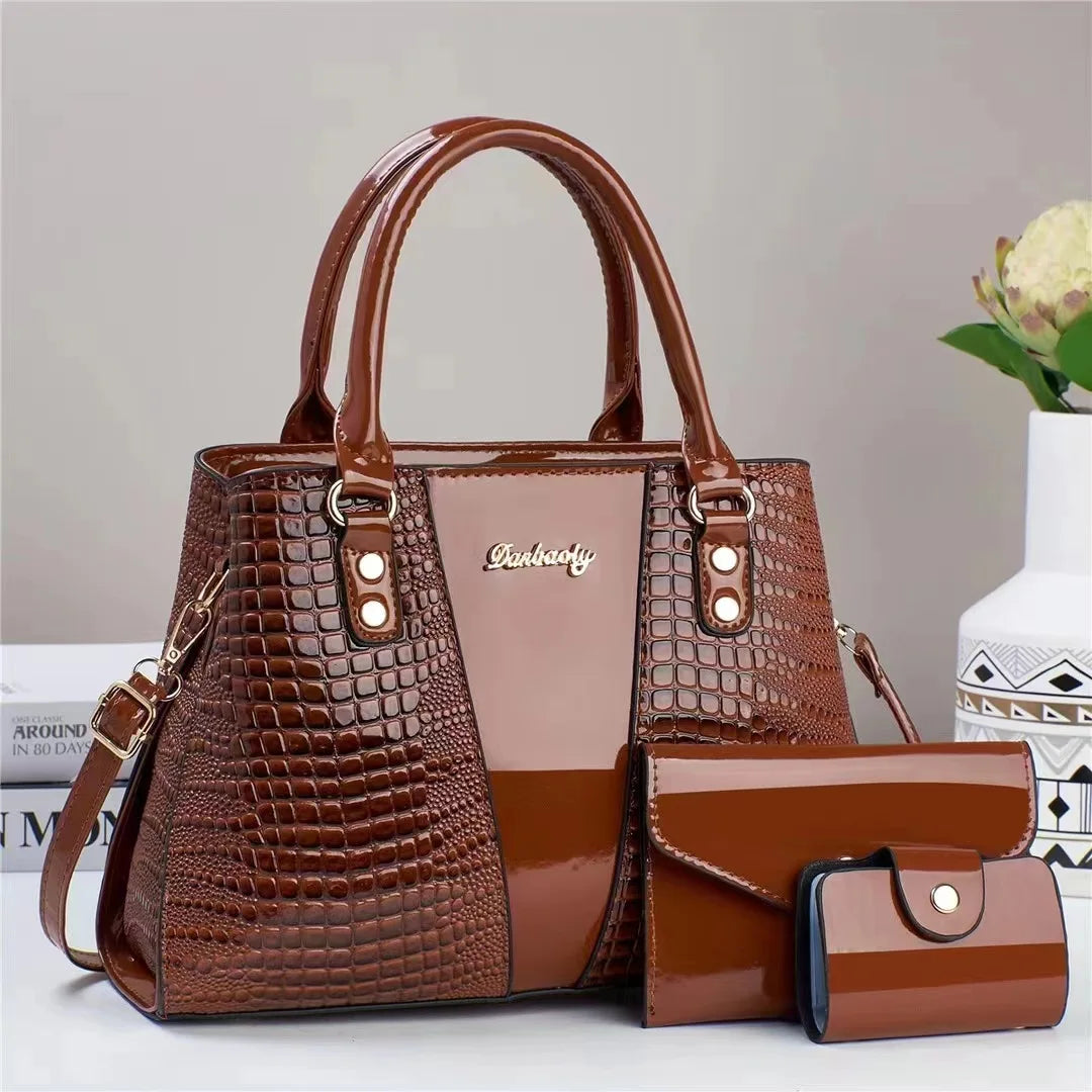 Bolsa Crossbody Linda Top com Padrão Crocodilo