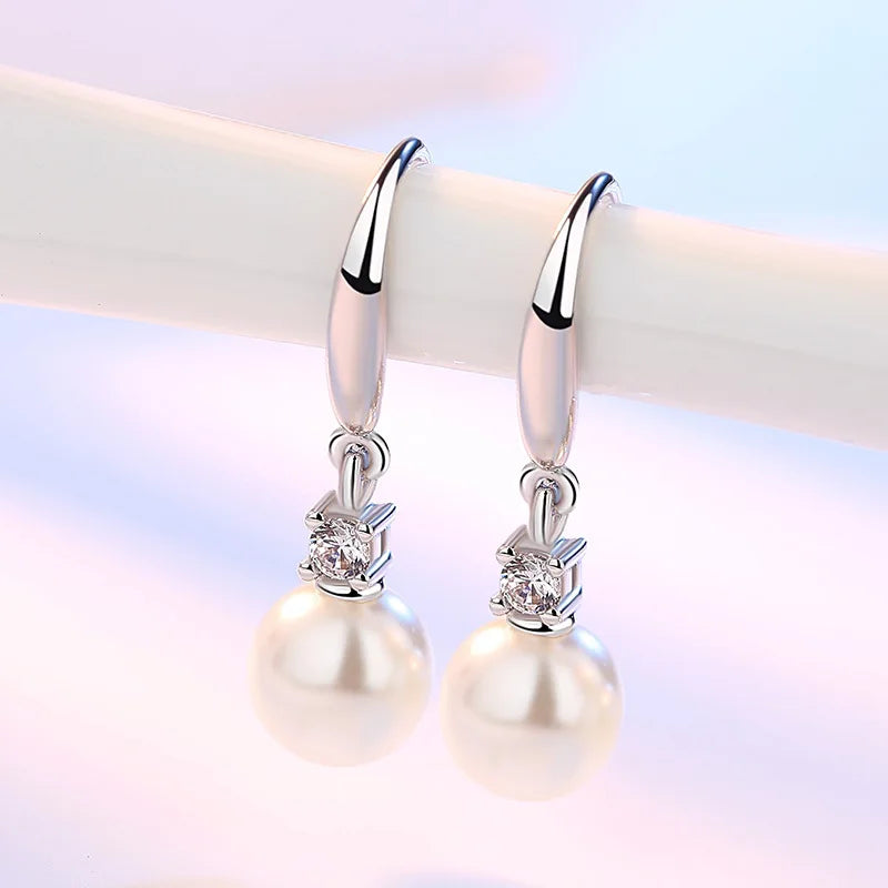 Genuíno 925 prata esterlina nova alta qualidade jóias cristal pérola brincos para moda feminina xy0103