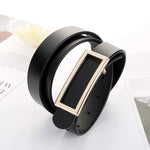 Cinto Elegante de Couro Genuíno com Fivela Dourada