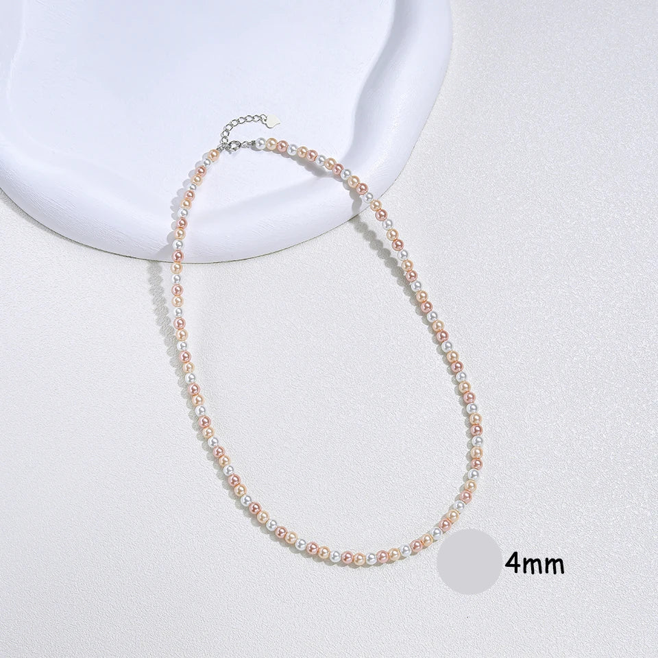 925 prata esterlina 6mm colar de pérolas para mulheres jóias no pescoço pérola grânulo gargantilha itens baratos com presente de festa