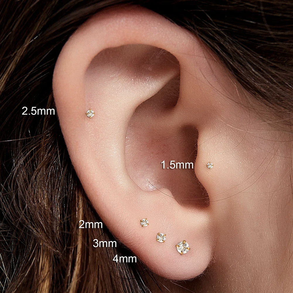 Brincos de Aço Inoxidável com Zircão 18K