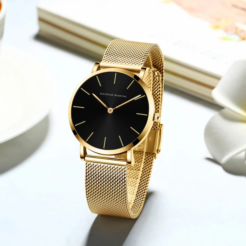 Relógios minimalistas nórdicos impermeáveis para mulheres, ouro rosa, movimento de quartzo japonês, marca superior, Dropshipping, elegante, 36mm