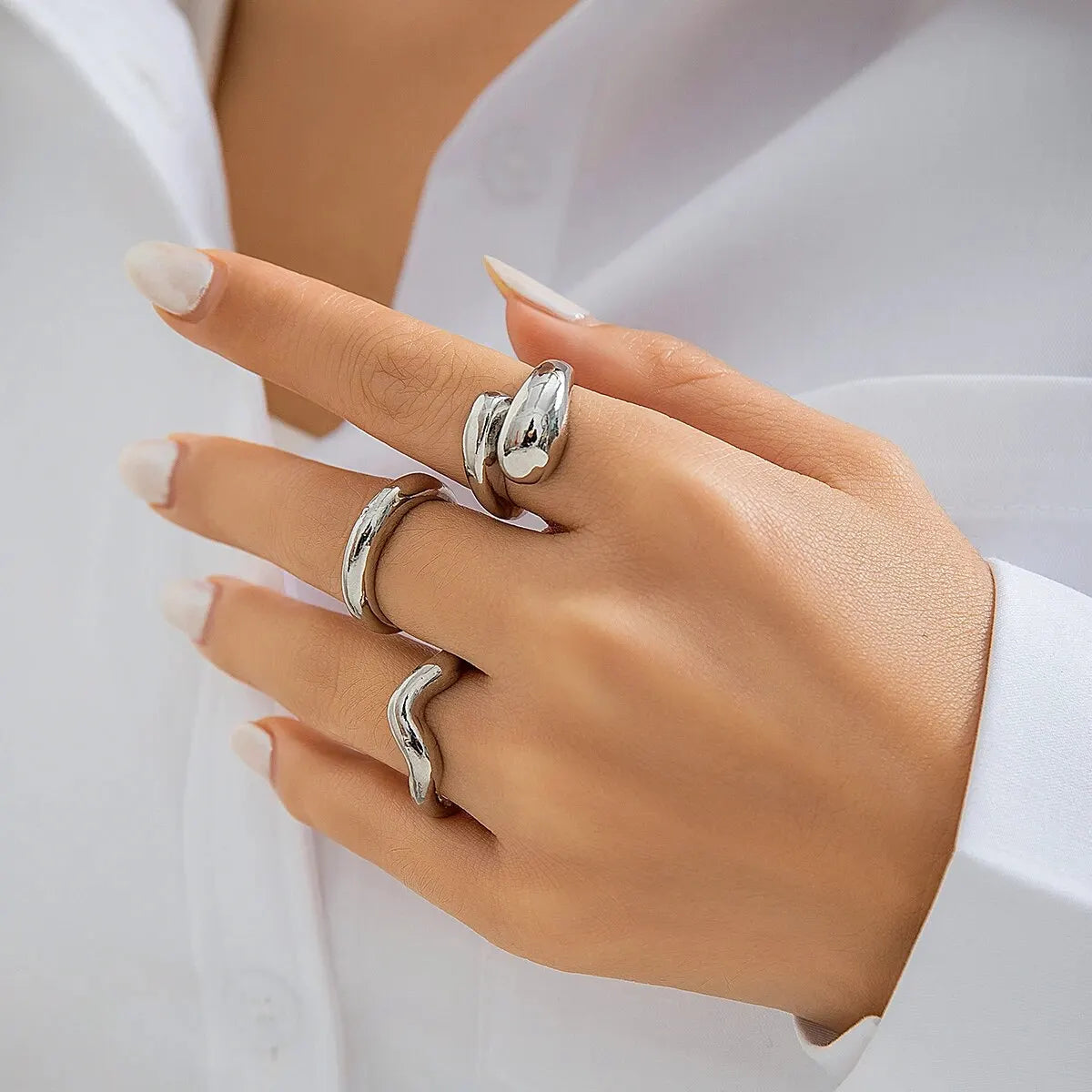 Conjunto de Anéis Geométricos Irregulares Linda Top