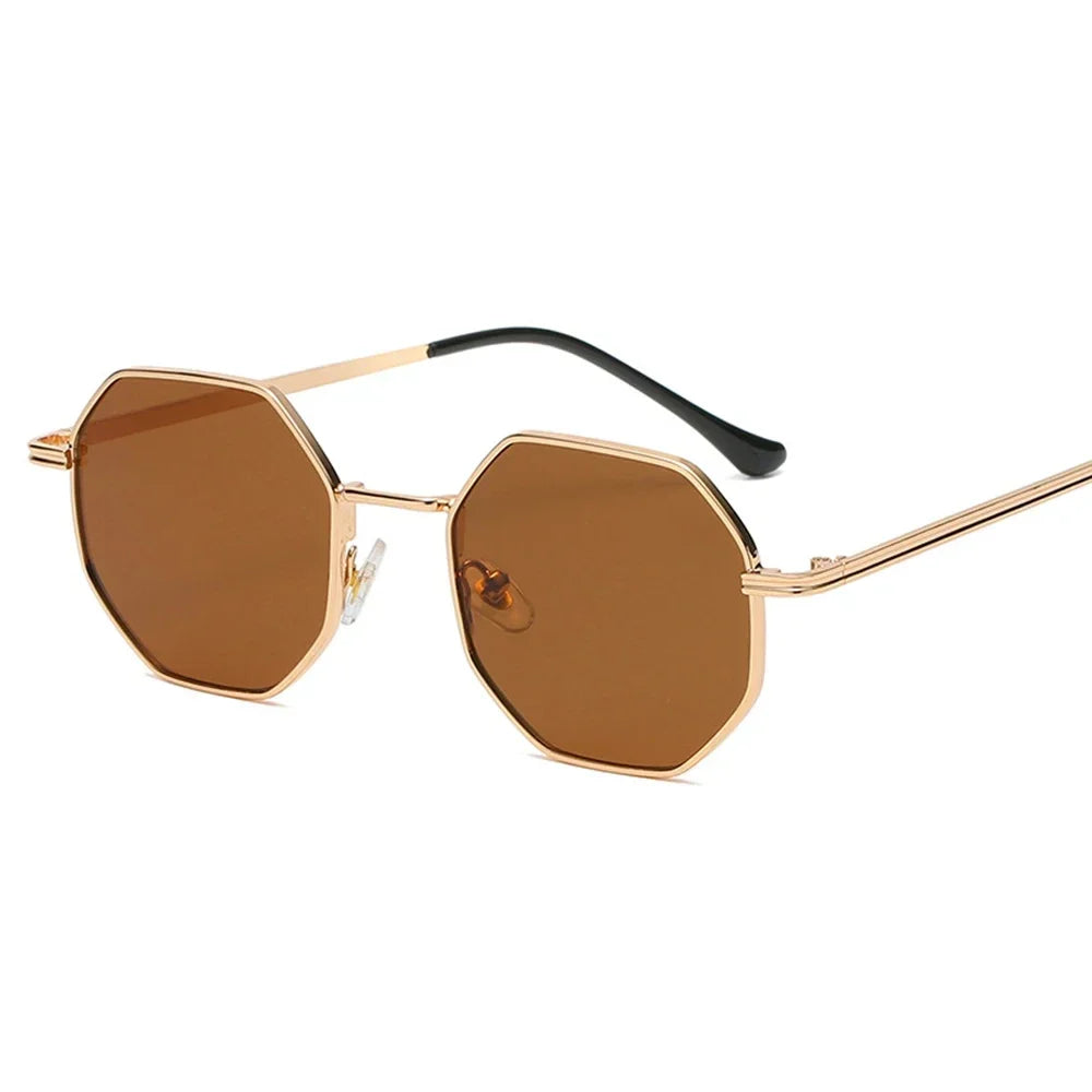 Óculos de Sol Octagon Metal Luxo Linda Top
