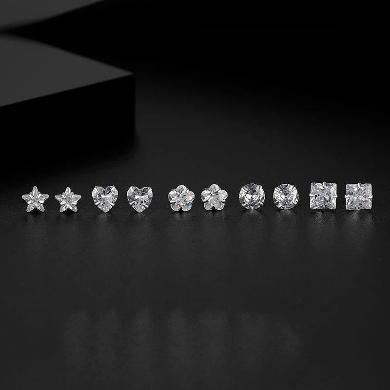 2024 moda 925 prata esterlina estrela coração brincos de cristal zircão para brinco feminino festa de casamento jóias acessórios