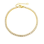 Manco pulseira brilhante banhada a ouro de aço inoxidável, zircônia branca de alta qualidade, fileira única, acessório simples para meninas