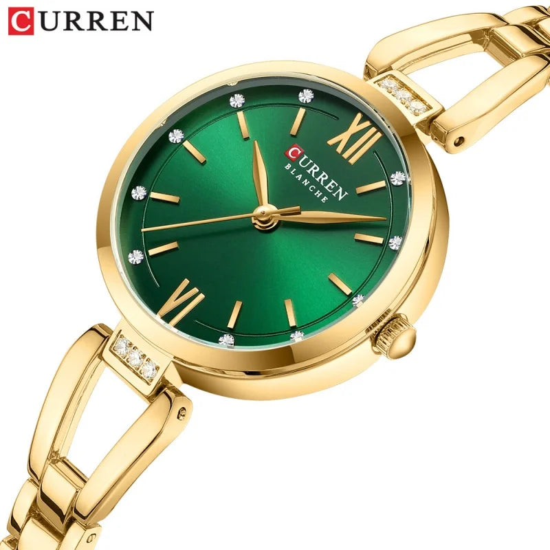 Relógio Feminino Elegante de Aço Inoxidável CURREN