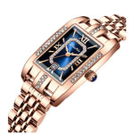 Relógio Feminino Retangular Luxo com Diamantes
