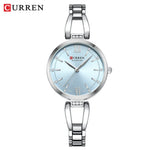 CURREN-Relógio de Pulseira de Aço Inoxidável Feminino, Quartzo, Elegante, Strap, Strass, Simples, Presentes, Senhoras, Moda, 9092
