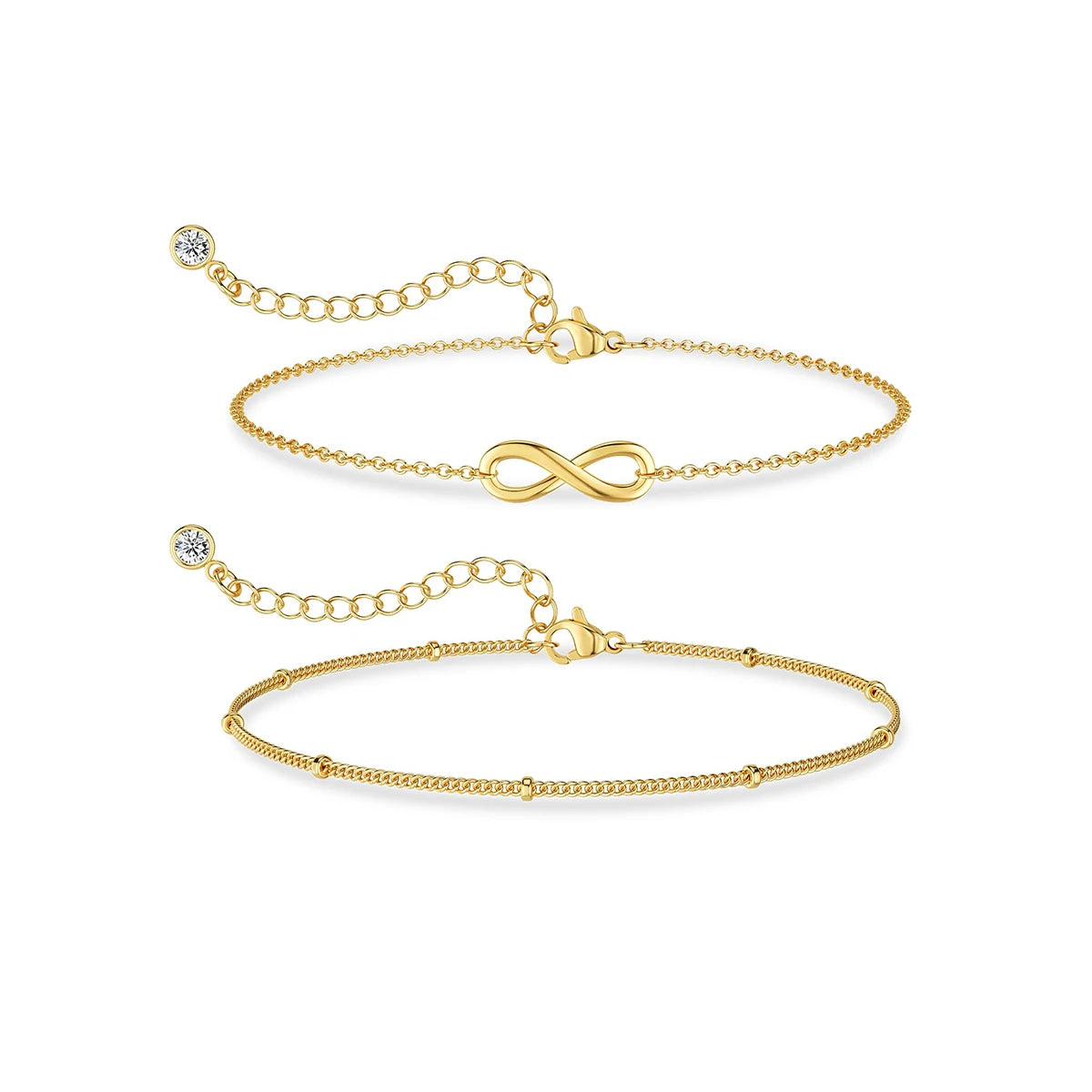 Mini pulseira clássica de 2 camadas, corrente fina, nova moda 2024, aço inoxidável, cor dourada, joias da moda, presente de festa, atacado
