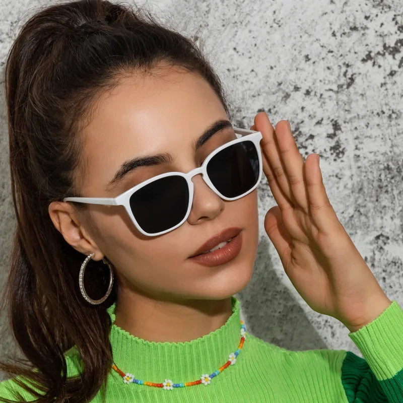 Óculos de sol quadrados vintage para mulheres, óculos de sol espelho de luxo UV400 Shades, moda feminina, marca designer, retro