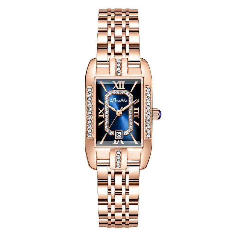 Relógio Feminino Retangular Luxo com Diamantes